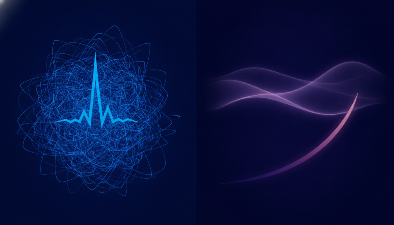 Infographie médicale illustrant deux colonnes comparatives avant et après la lecture du soir : à gauche des ondes bêta en bleu vif et un pic de cortisol, à droite des ondes alpha en violet doux et une courbe de mélatonine en hausse, style schématique professionnel sur fond bleu nuit